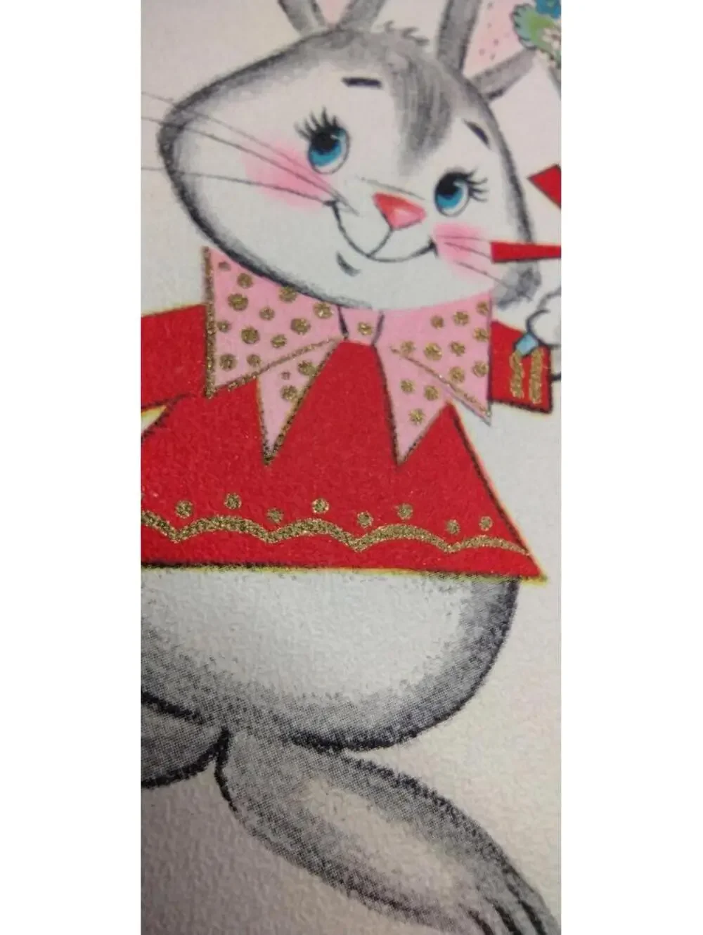Valentines Day Card HERE AM SAYIN'... HI Bunny Valentine Rust Craft VINTAGE 60s